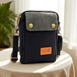 Bolso bandolera de lona con cremallera para teléfono móvil