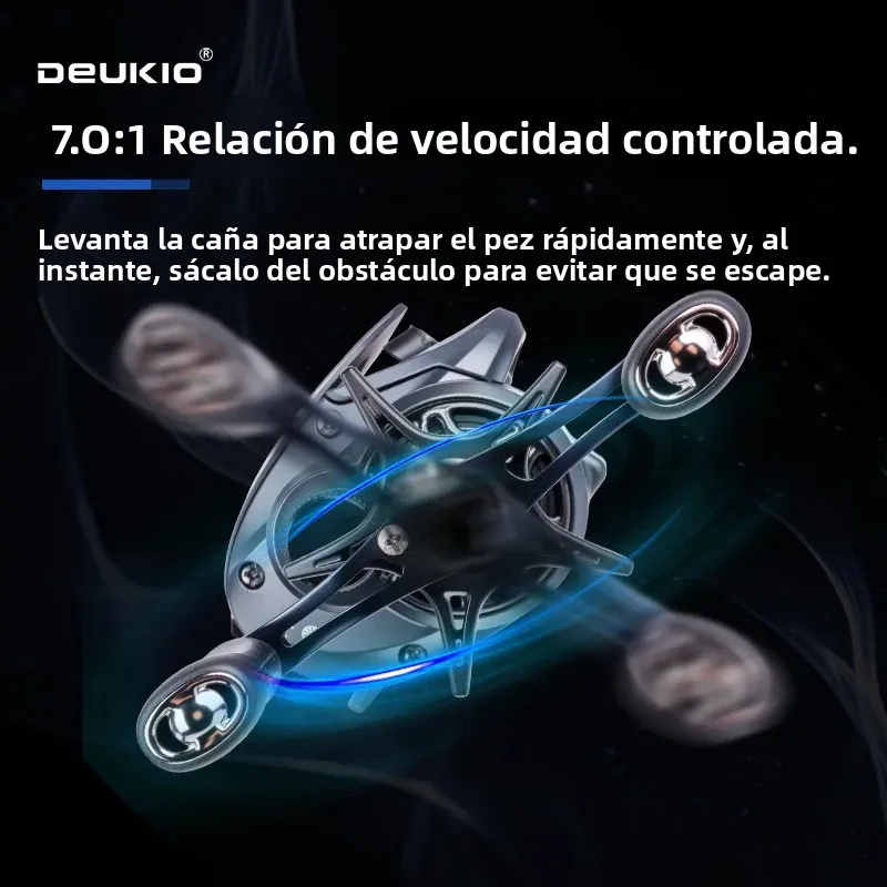 Carrete Baitcasting DEUKIO Mini con freno magnético y DC - imagen 3