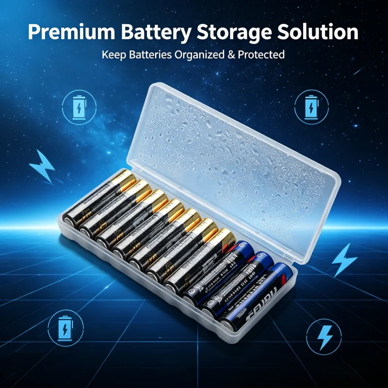 Caja almacenamiento baterías transparente de plástico con ranuras - imagen 4