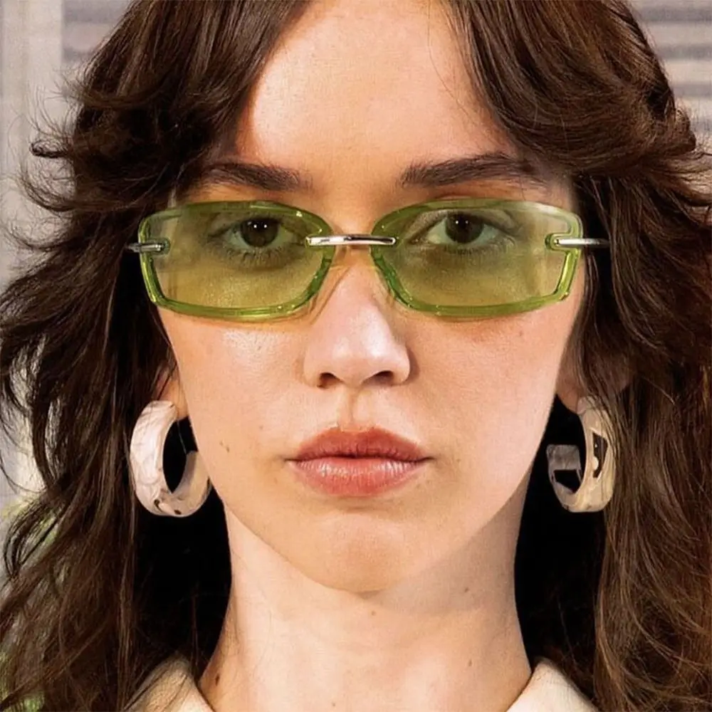 Gafas de sol cuadradas sin montura caramelo Y2K con protección UV - imagen 2