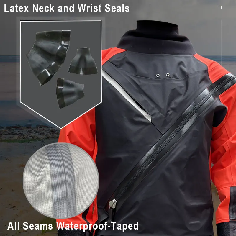 Traje seco impermeable con cremallera frontal y tirantes elásticos - imagen 2