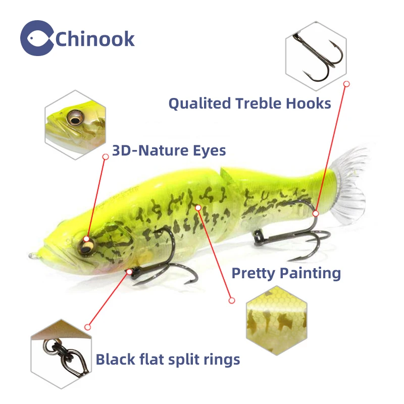 Chinook Wobler pencil articulado ABS para lucio, black bass y perca - imagen 3