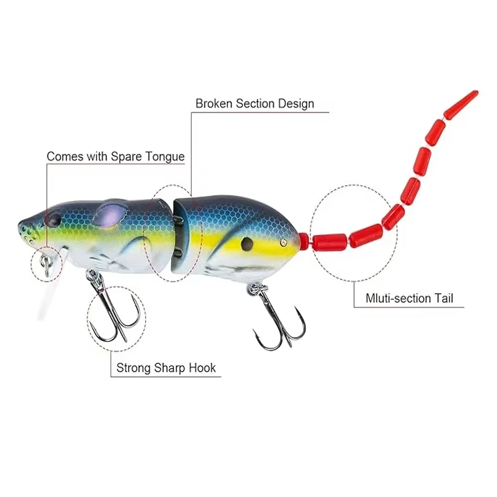 Señuelo ratón flotante para lucios, crankbait de plástico vívido - imagen 3