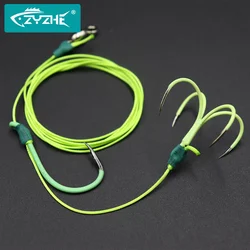 ZYZHE Stinger Rigs anzuelo tipo J cuádruple cebo vivo bagre pargo