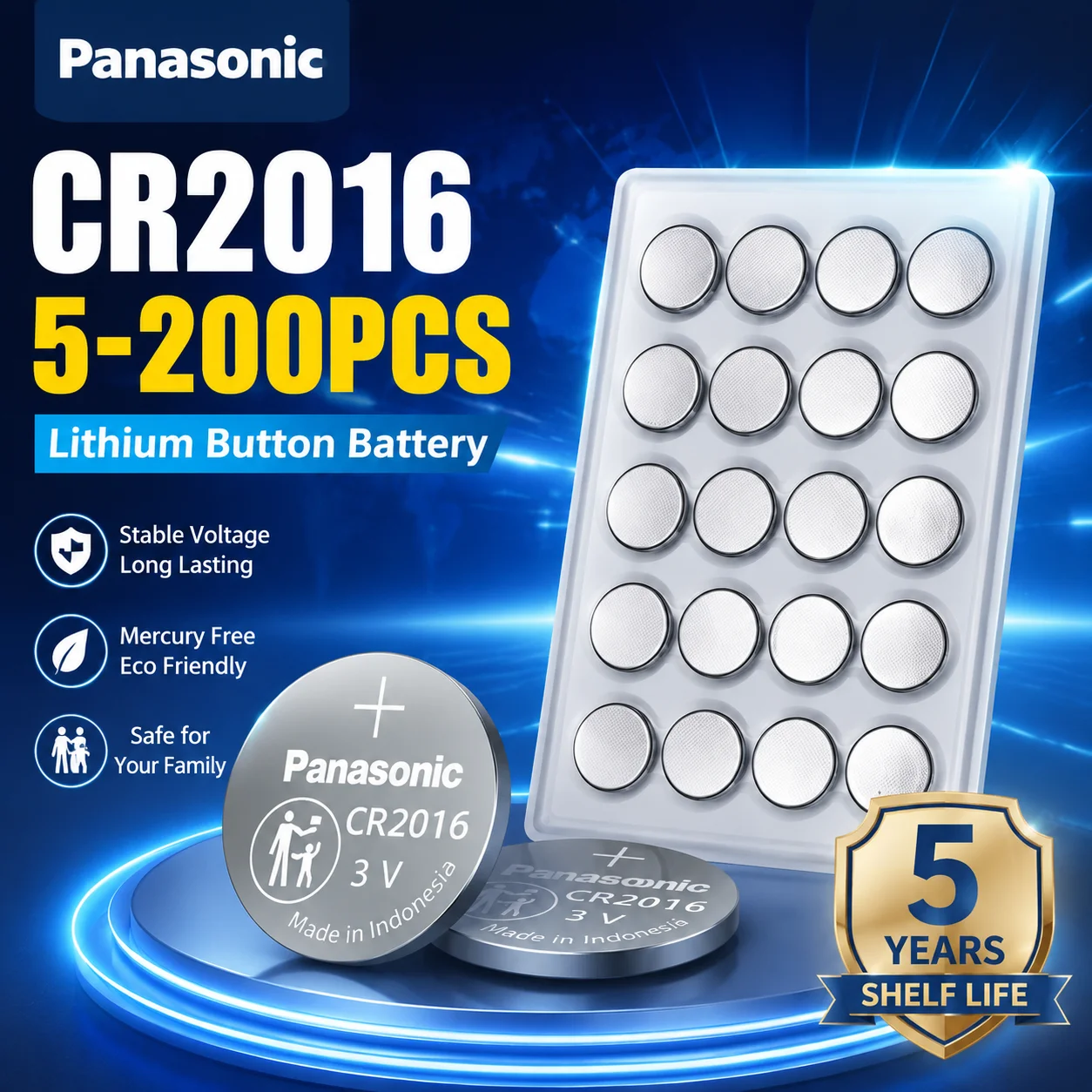 Pila CR2016 Panasonic de litio 3V botón para mandos y relojes - imagen 4