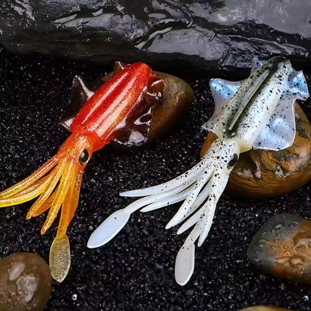 Señuelo de vinilo realista calamar y pulpo de agua salada