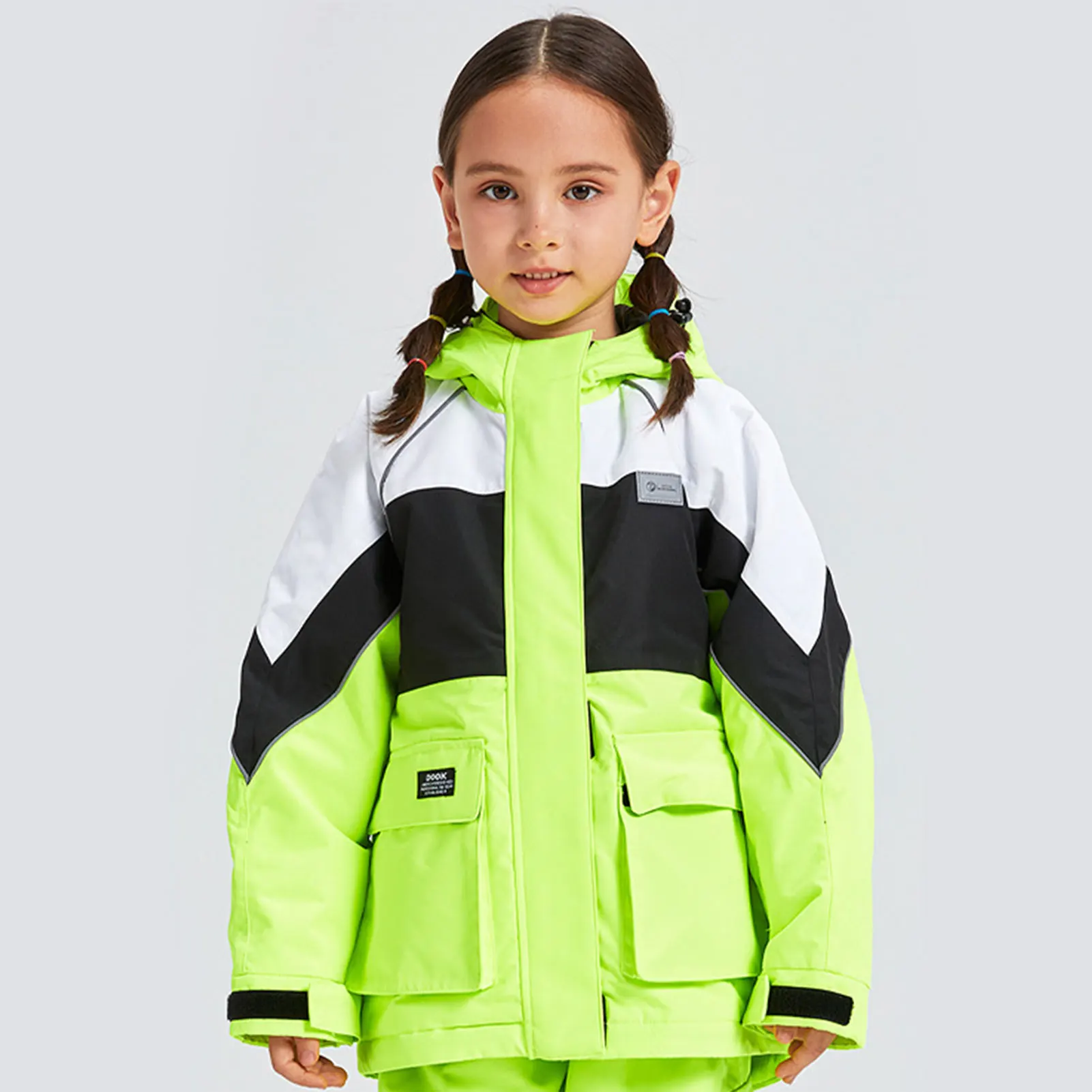 Traje de nieve infantil impermeable con capucha cálida y cortaviento - imagen 2