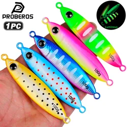Proberos Jig de pesca luminoso tipo cuchara para jigging lento