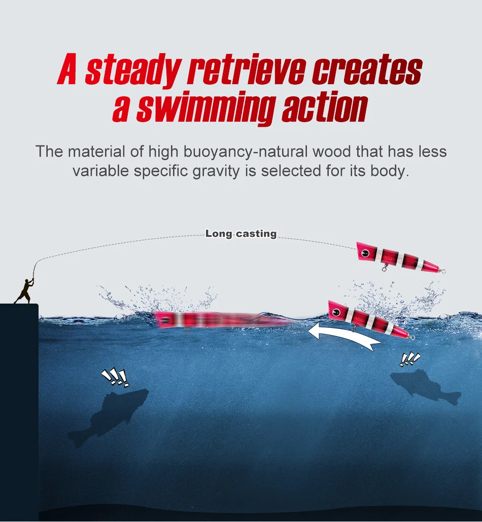 El señuelo creando una estela de burbujas durante la recuperación