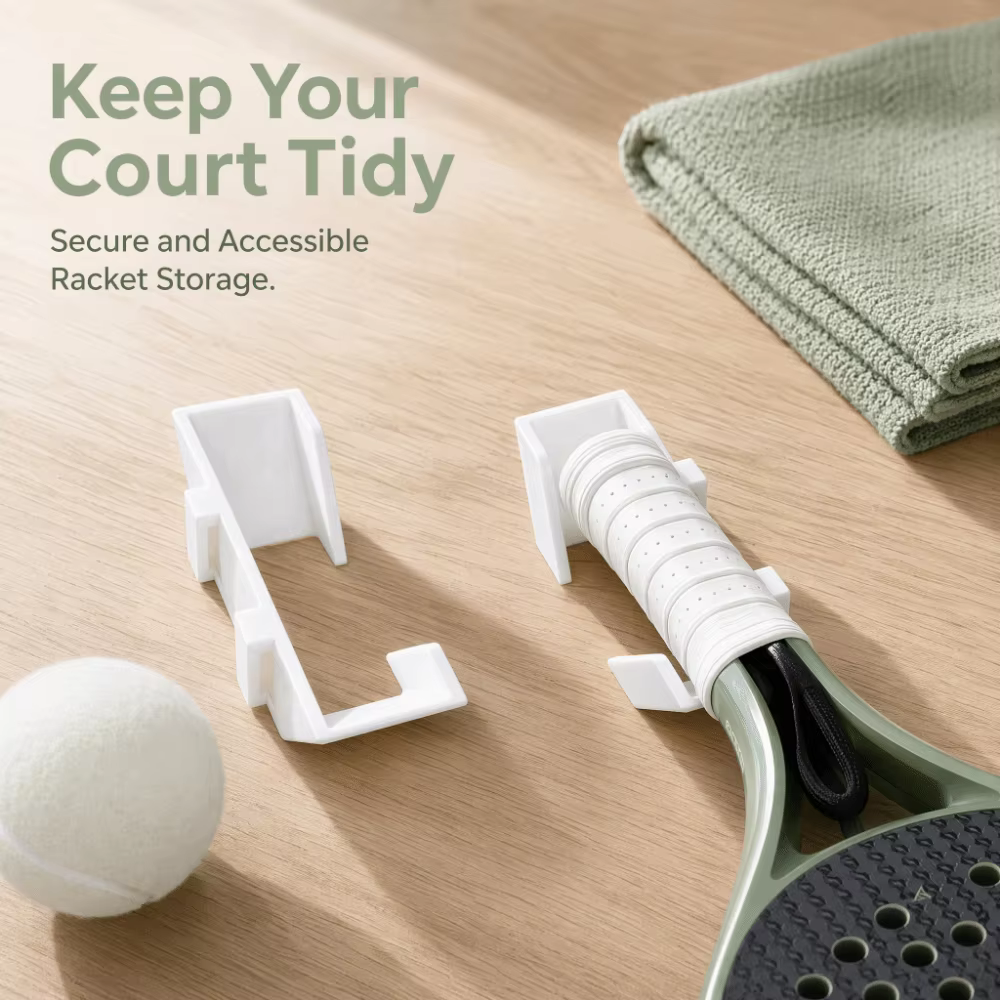 Soporte de pared para raqueta de tenis – Kit 2 uds, plástico resistente a la intemperie - imagen 5