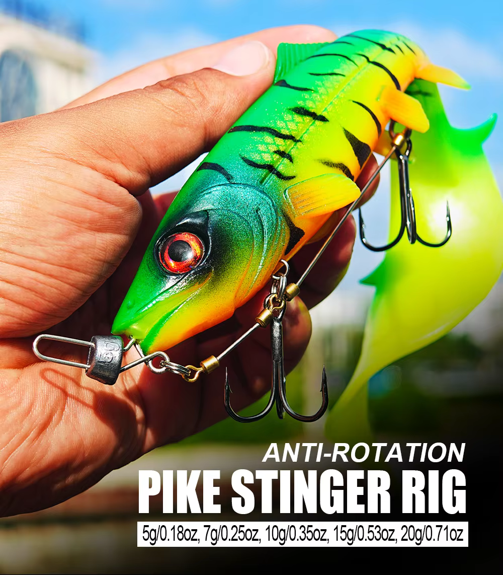 Aparejo Pike Stinger con anzuelos triples y plomada intercambiable