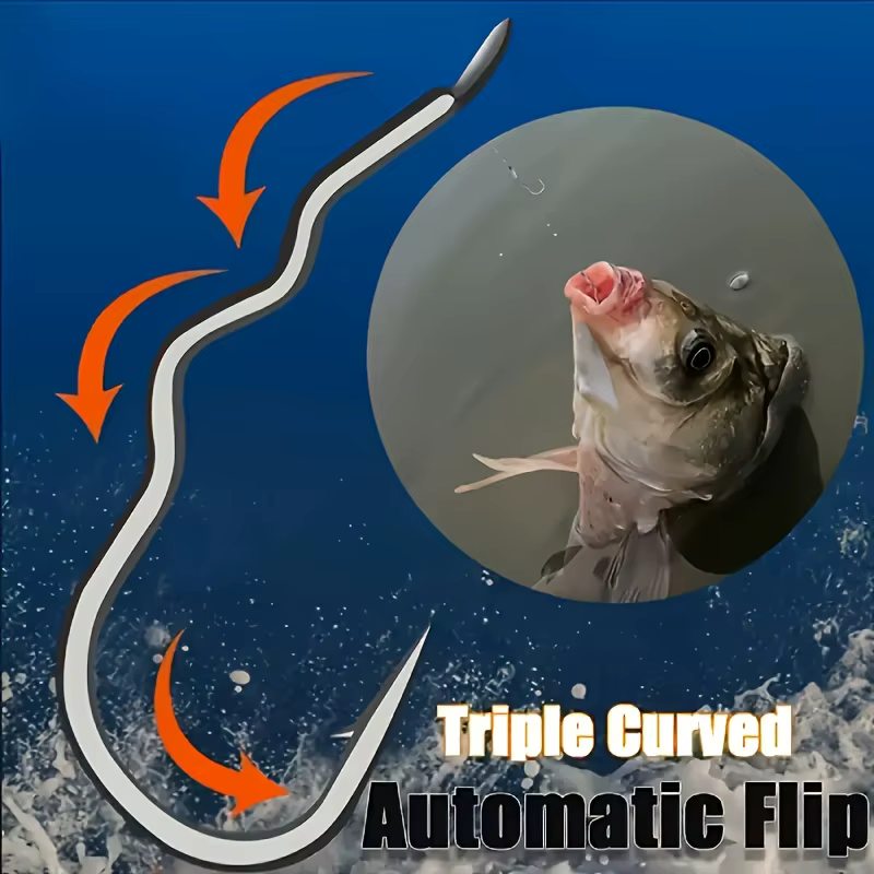 Anzuelos con Tapa Automática – Triple Púa Antivuelco para Pesca - imagen 4