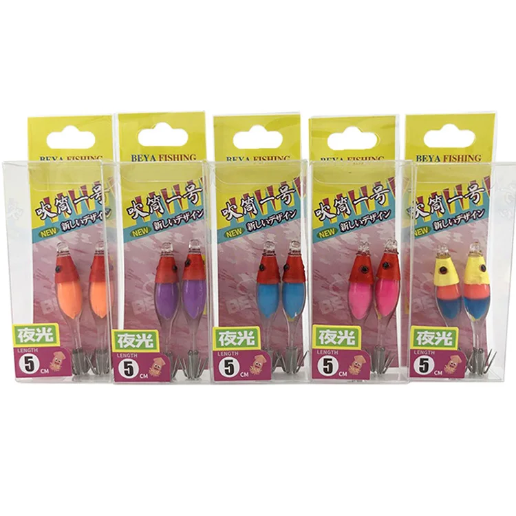 Pajarito para calamar fluorescente multicolor con forma de gamba - imagen 2