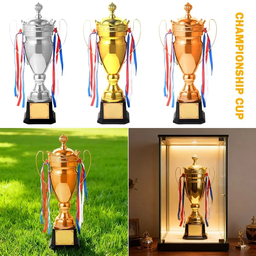 Copa Trofeo Metal Dorada con Tapa y Corona de Premio - imagen 5