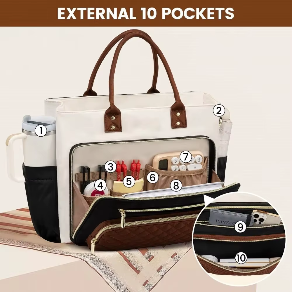 Bolso Tote Impermeable para Mujer – Maletín de Pesca con Portavasos y Gran Capacidad