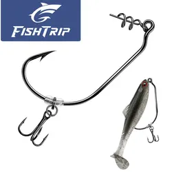 Anzuelos triple para swimbait FishTrip con tope de cebo y bloqueo