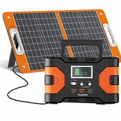 FF FLASHFISH Estación de energía portátil con panel solar y AC/USB