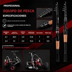 DEUKIO Combo Spinning – Caña de carbono y carrete para señuelos