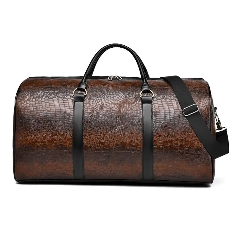 Bolsa de viaje de lona retro con textura cocodrilo y gran capacidad