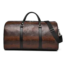 Bolsa de viaje de lona retro con textura cocodrilo y gran capacidad