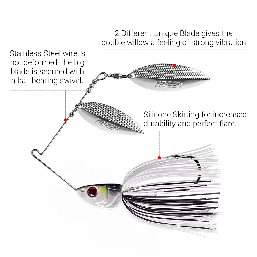 NOEBY Spinnerbait Bass – Double Willow Blade Spoon con Needle Swim - imagen 2