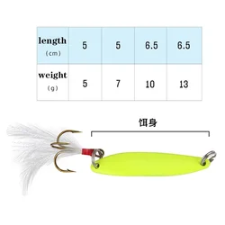Señuelo metal cuchara giratoria anzuelo triple plumas luminosa