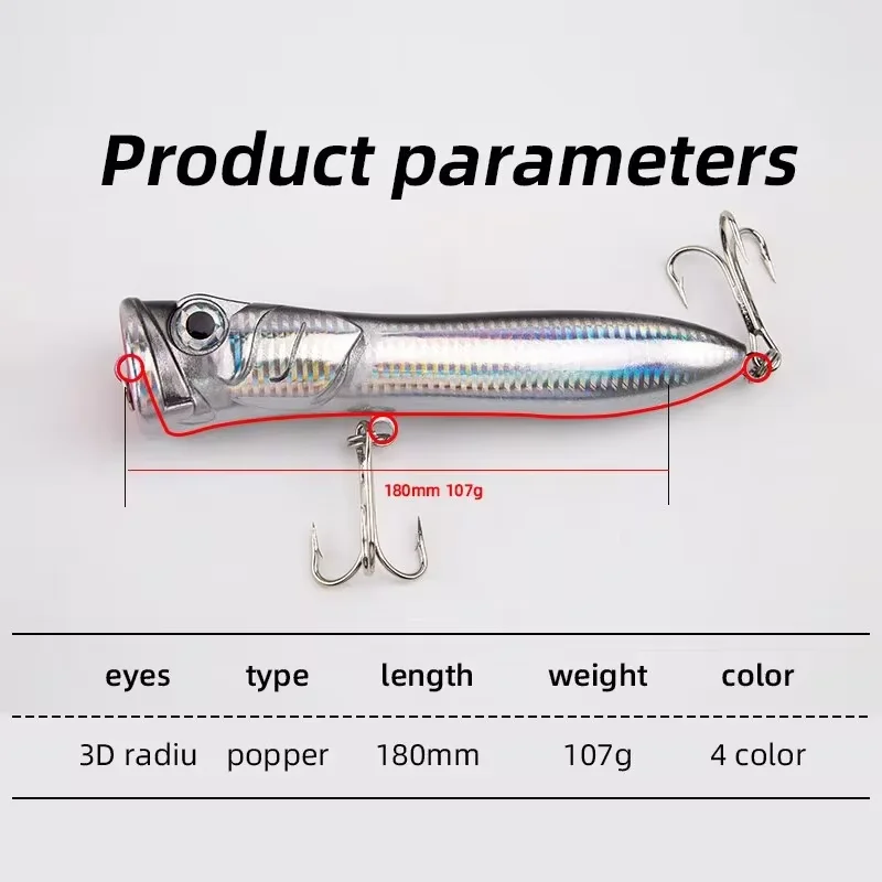 Popper superficie para carpa con ojo de pez 3D y cuerpo duro - imagen 4