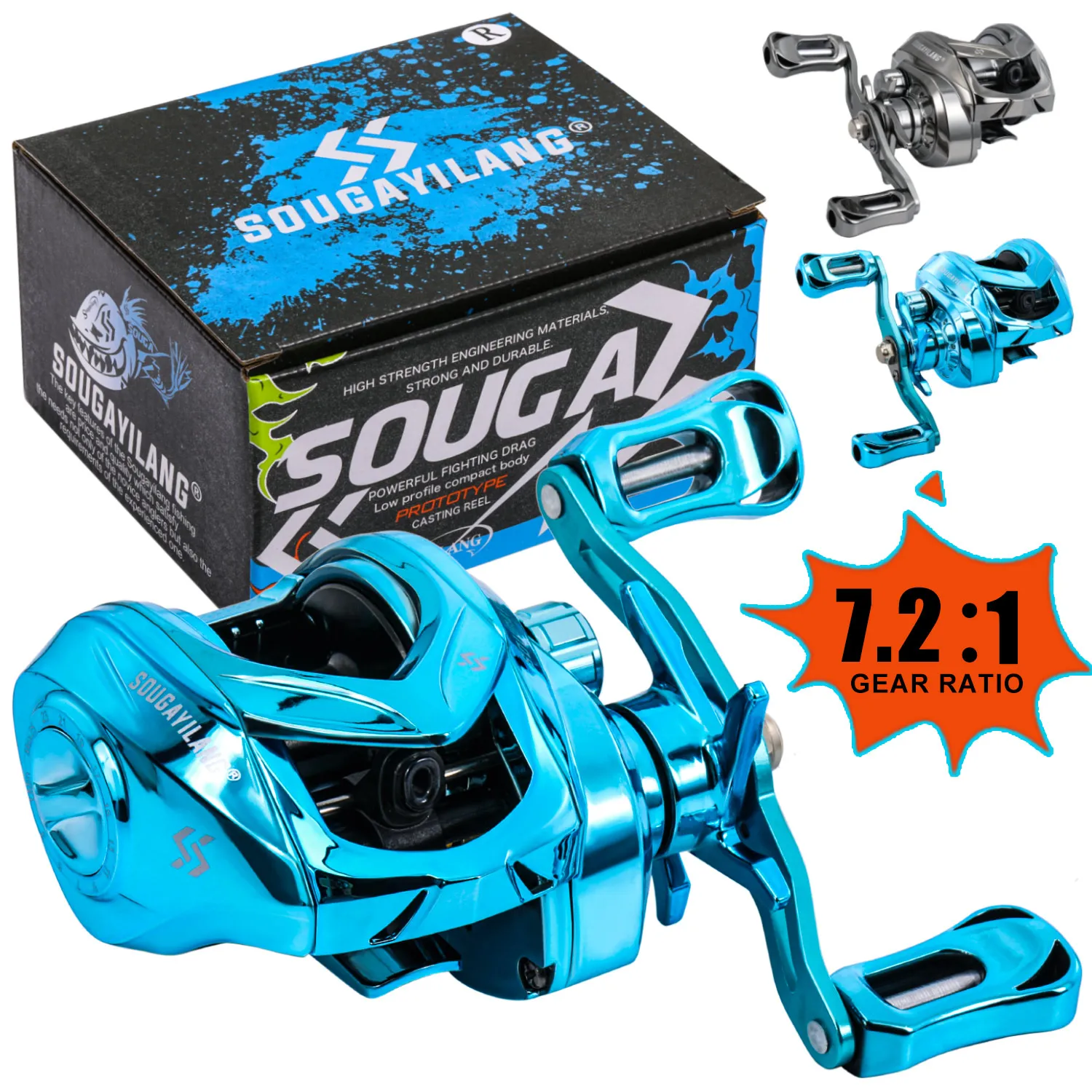 Sougayilang Serie UV Carrete Baitcasting ultraligero para carpas