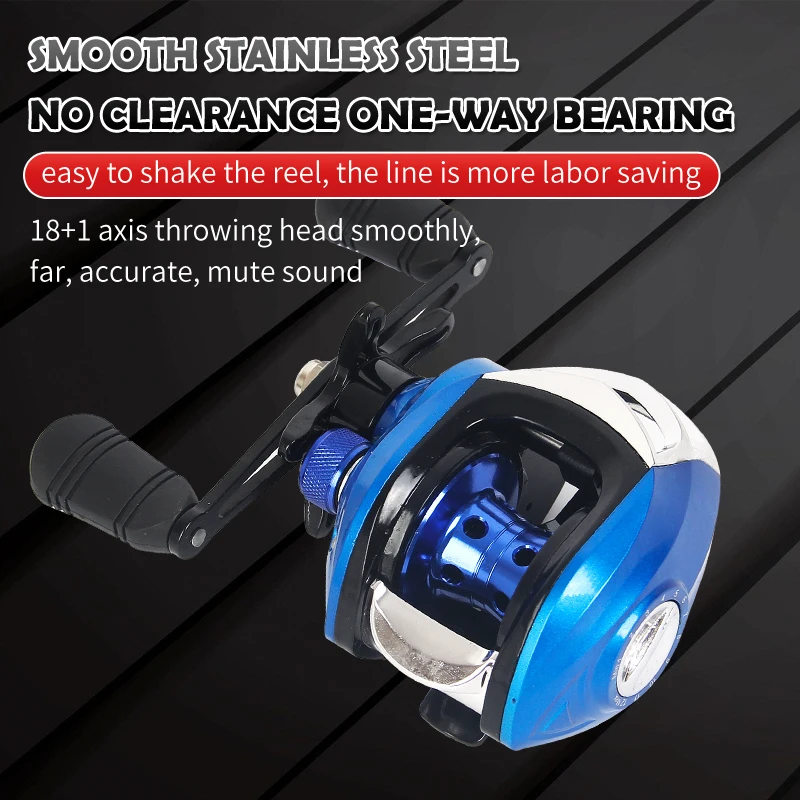 Carrete baitcasting azul con freno magnético — acción suave - imagen 4