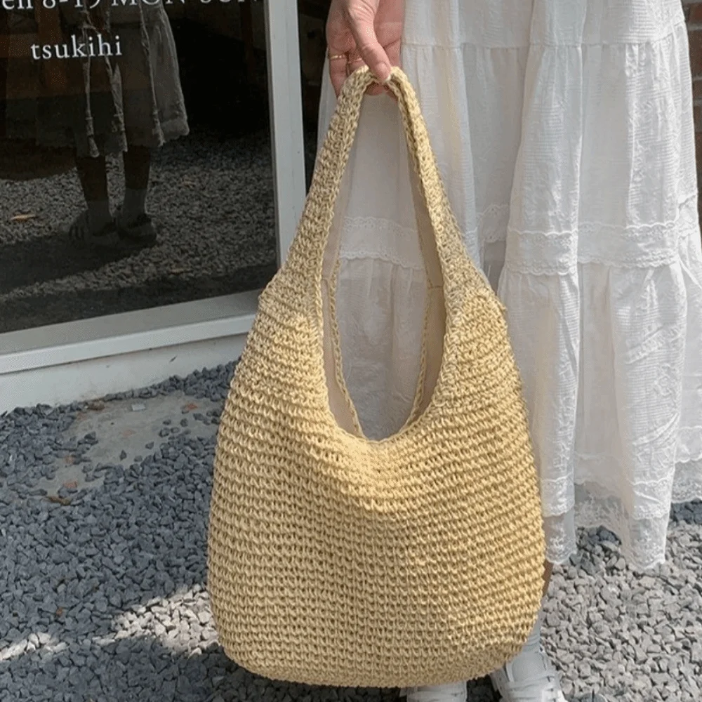 Bolso Paja Tote estilo francés boho hombro para verano - imagen 3