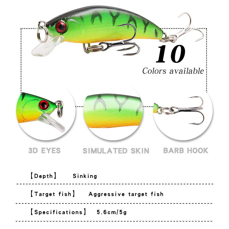 Señuelo minnow hundido para pesca de bass - imagen 4