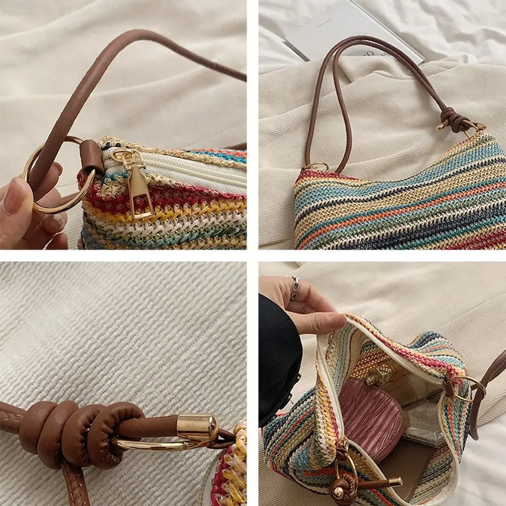 Bolso de paja trenzada artesanal gran capacidad – bandolera boho - imagen 2