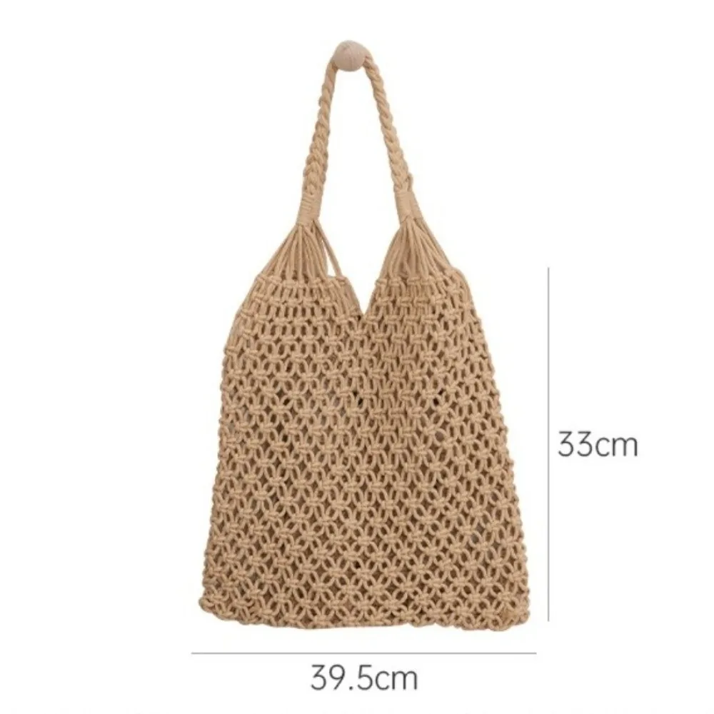Bolso Tote tejido calado bohemio de paja para playa, gran capacidad - imagen 5