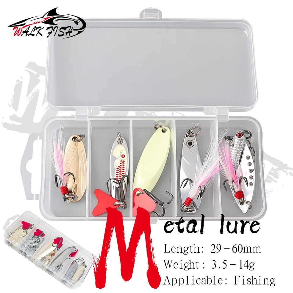 Señuelos WALK FISH cuchara giratoria jig metálico dorado y plateado
