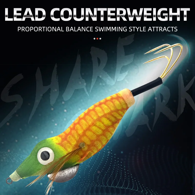 ShareShark señuelo luminoso para calamar y camarón, gancho dorado - imagen 4