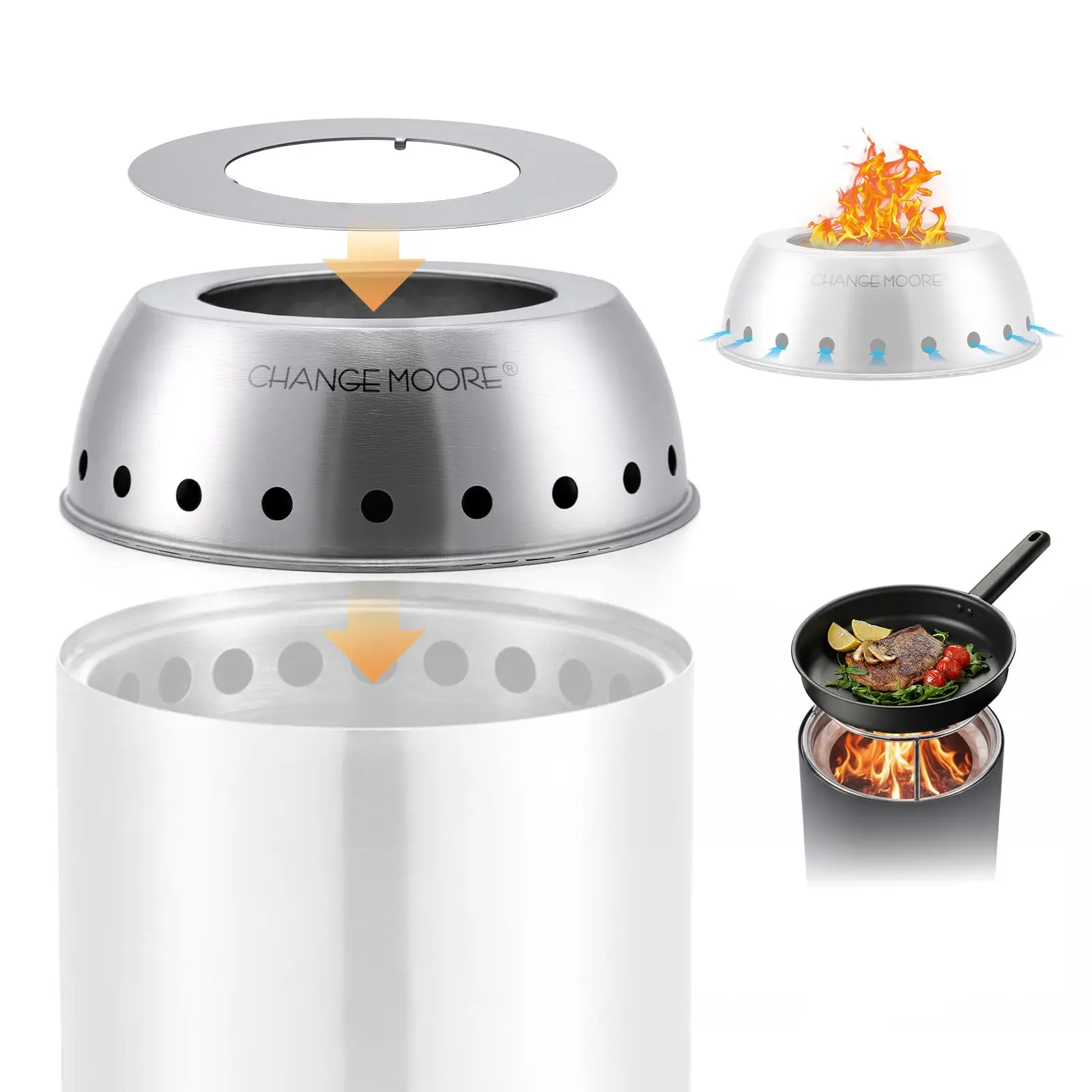 Goture tapa para fogata de mesa sin humo de acero inoxidable - imagen 4