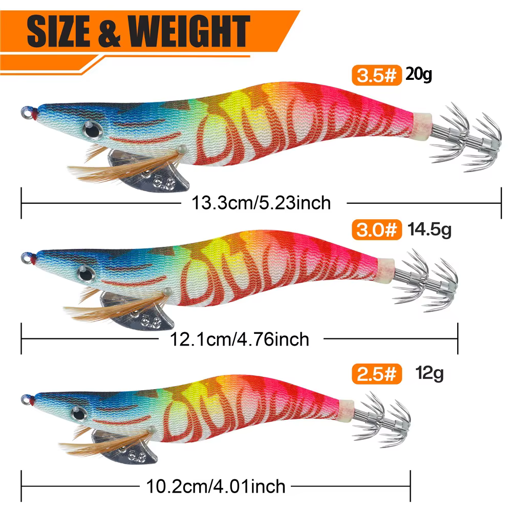 Señuelo Jig para Calamar y Sepia – Agua salada – Tallas 2,5/3,0/3,5 cm - imagen 3