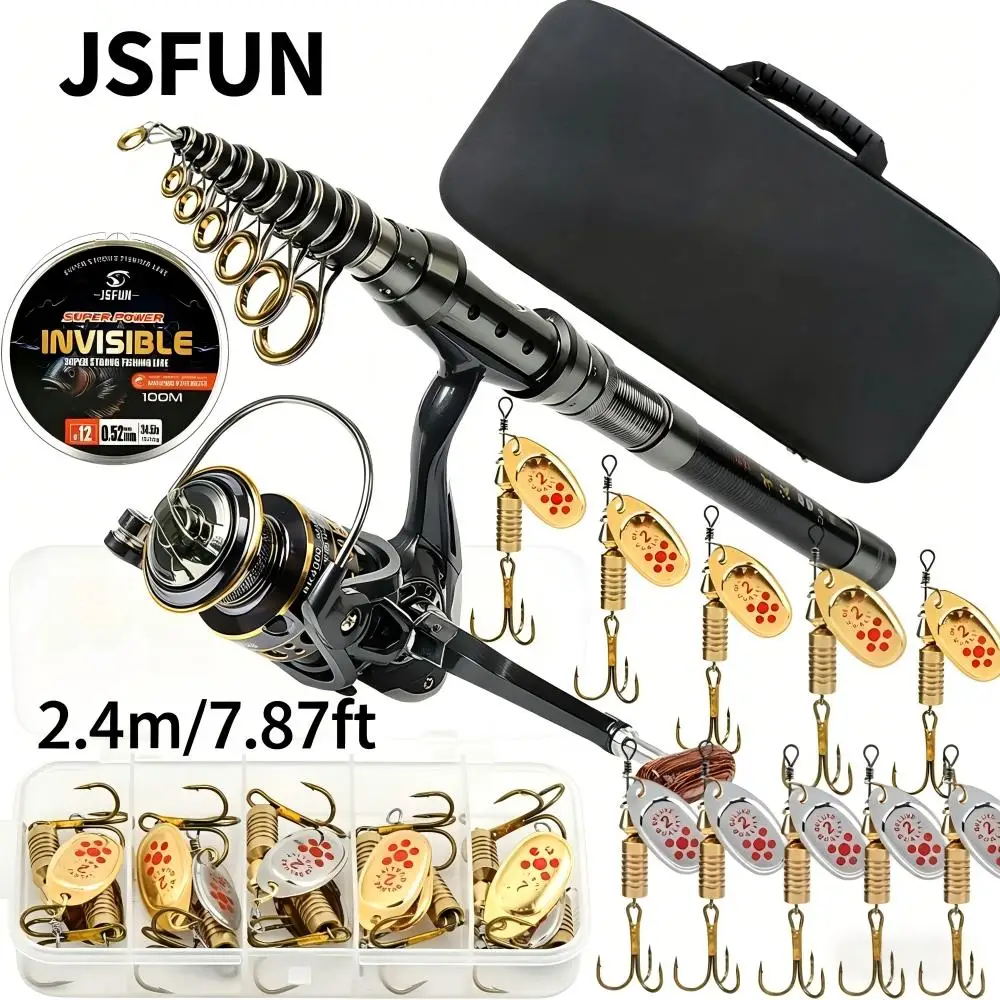 Combo de pesca JSFUN con caña, carrete y señuelos