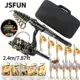 JSFUN Kit Caña y Carrete de Pesca con fluorocarbono y señuelos