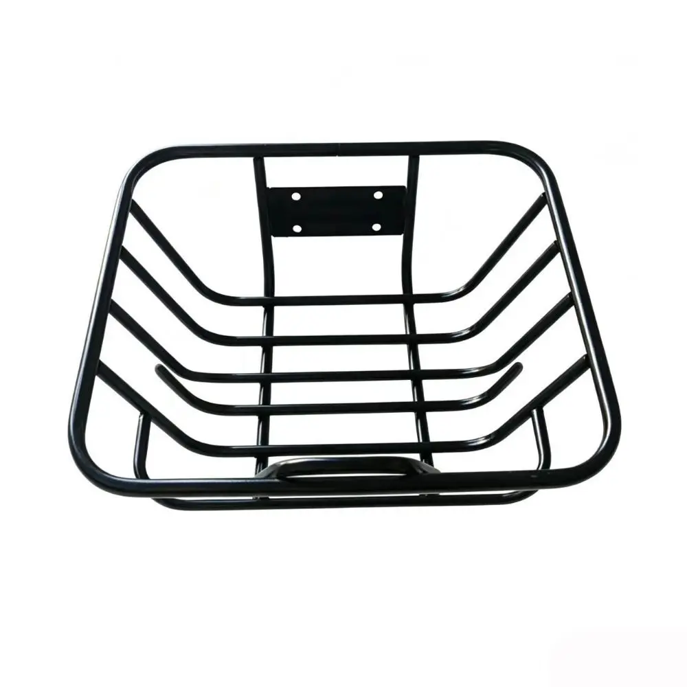 Cesta trasera fija de metal para bicicleta de montaña negra