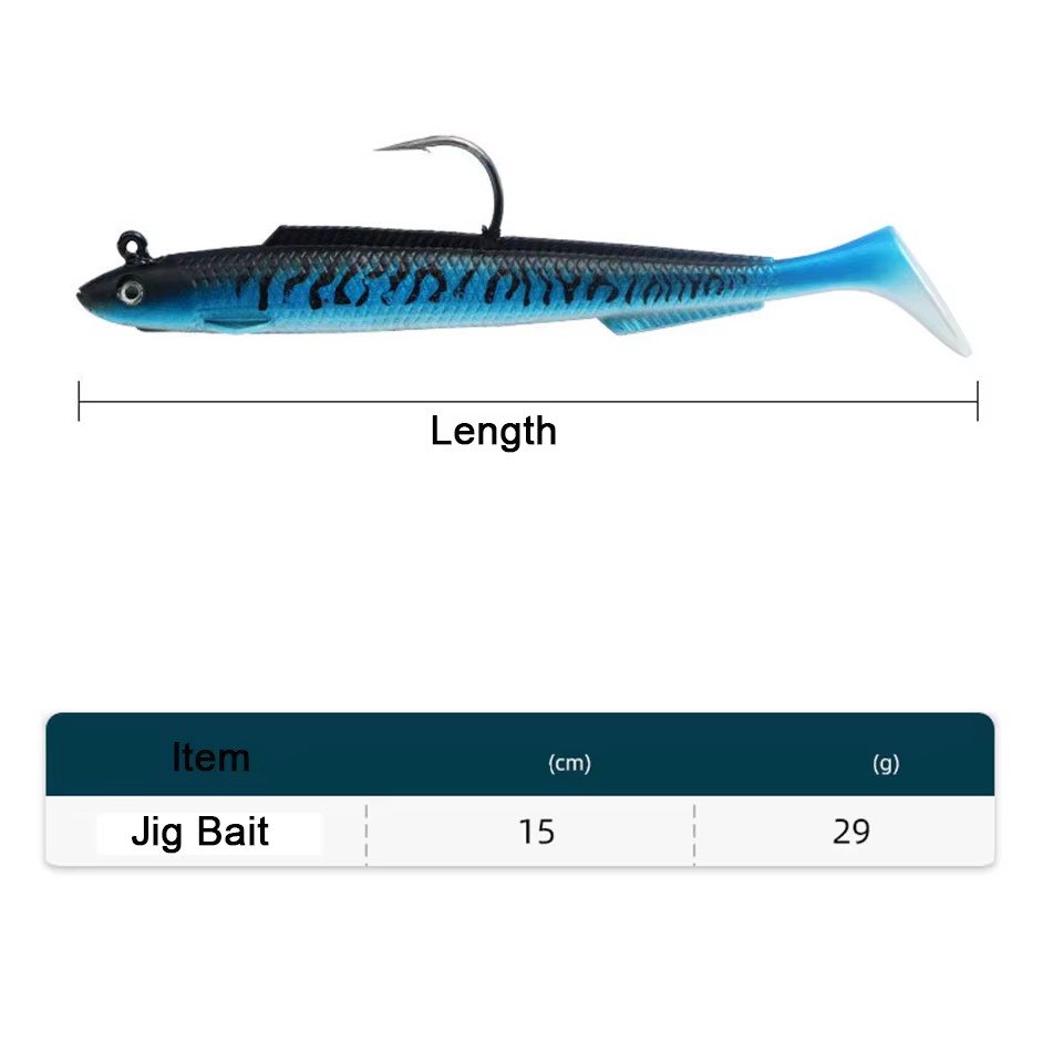 Señuelo blando para lubina Swimbait con cola paleta y jig head - imagen 4
