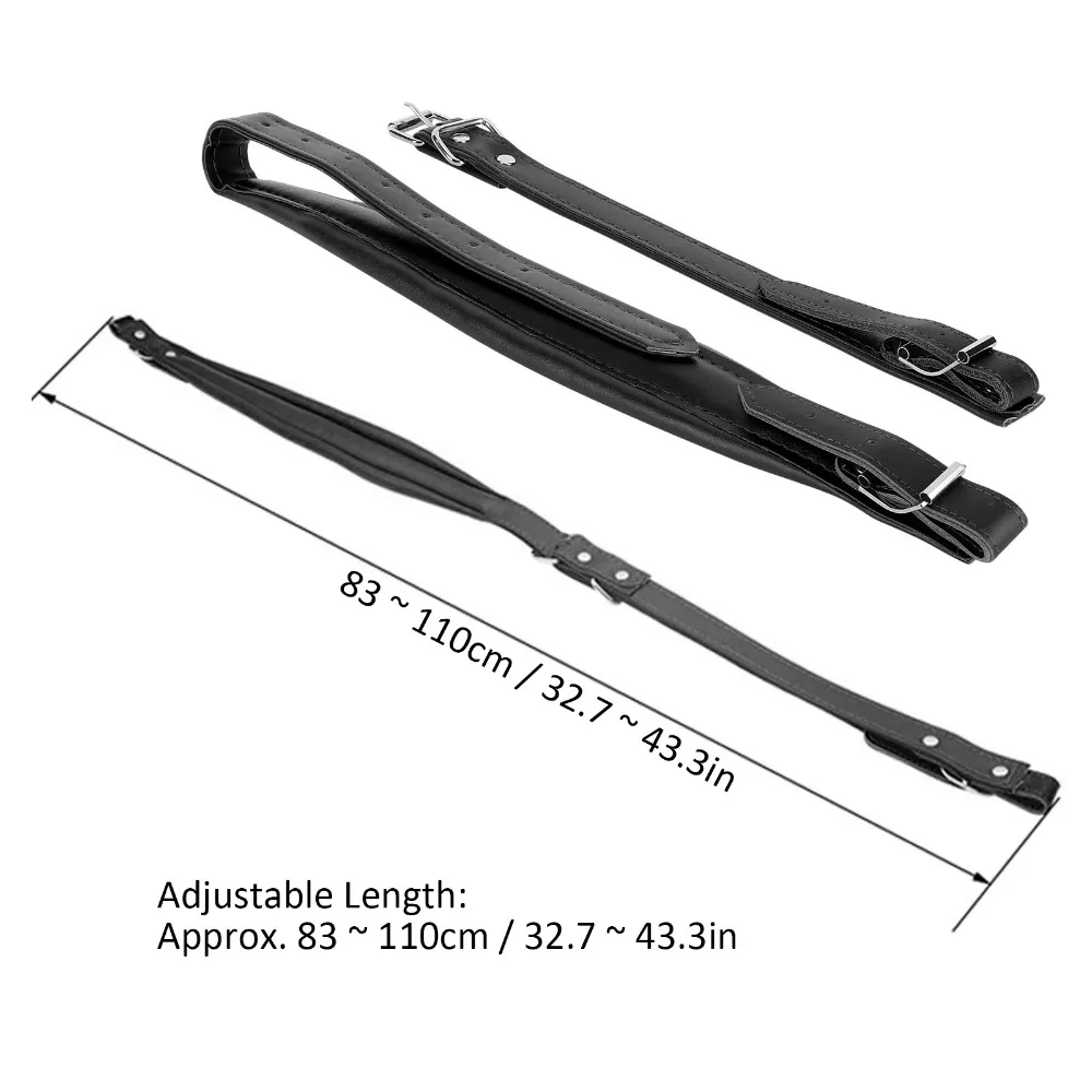 Correa de hombro arnés estilo acordeón de cuero PU negro ajustable - imagen 3