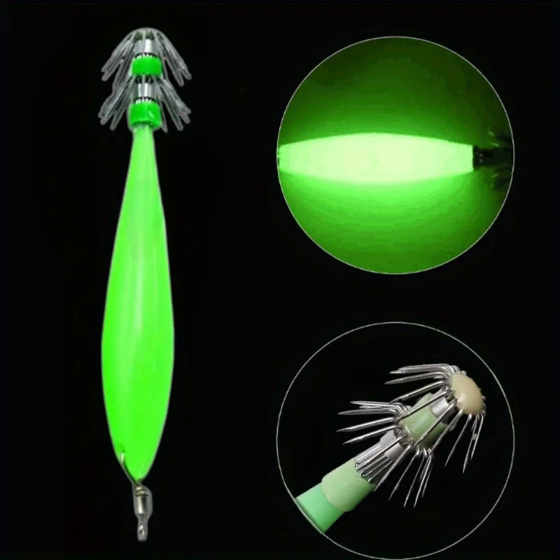 Ackibbik Anzuelos Jig Octopus fosforescentes para calamar con púas - imagen 3