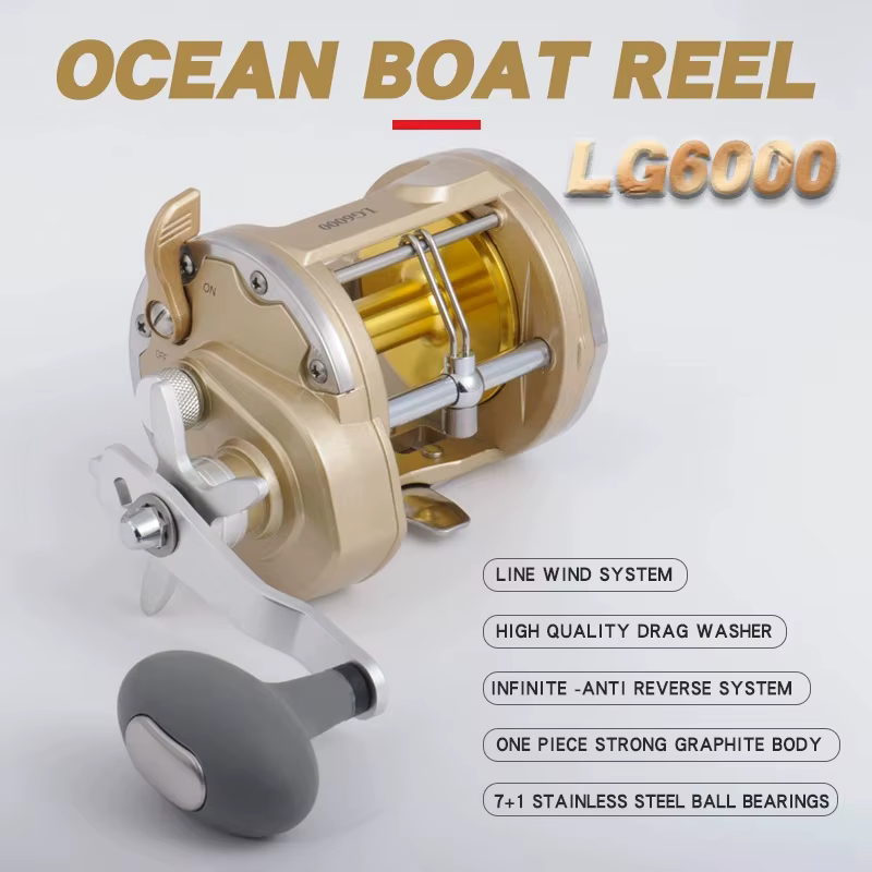 Carrete LG6000 para mar y barco – Ratio 6.3:1 pesca profunda