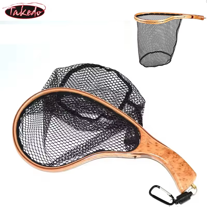 TAKEDO Red de aterrizaje para mosca de trucha - malla goma suave