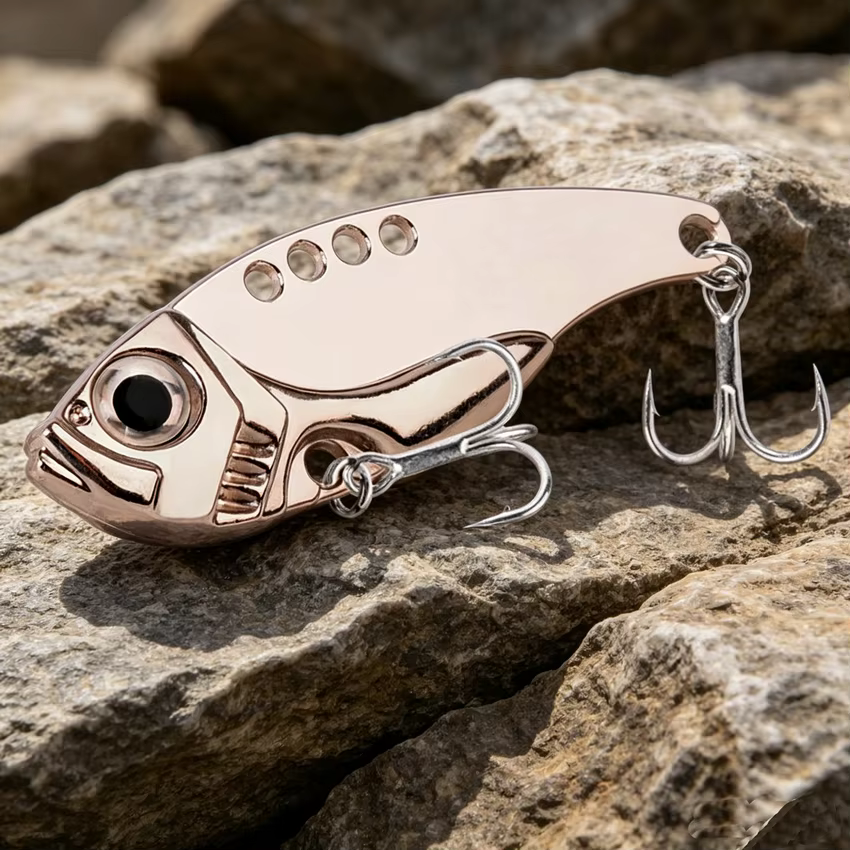 Señuelo cuchara oscilante Vib Spoon para lucio – Anzuelo triple multigama - imagen 3