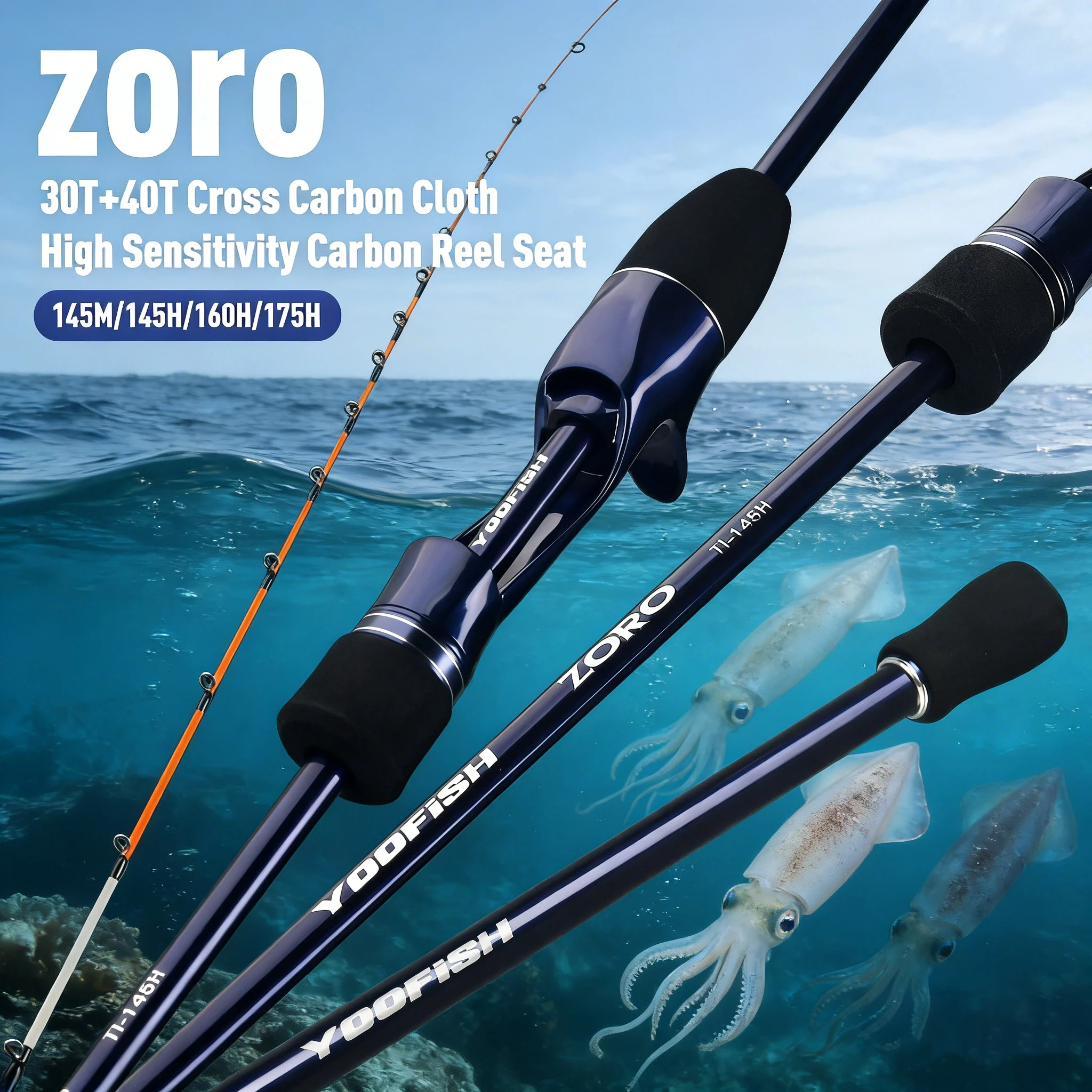 Caña YOOFISH Carbono y Titanio – 2 Secciones para Pulpo y Calamar
