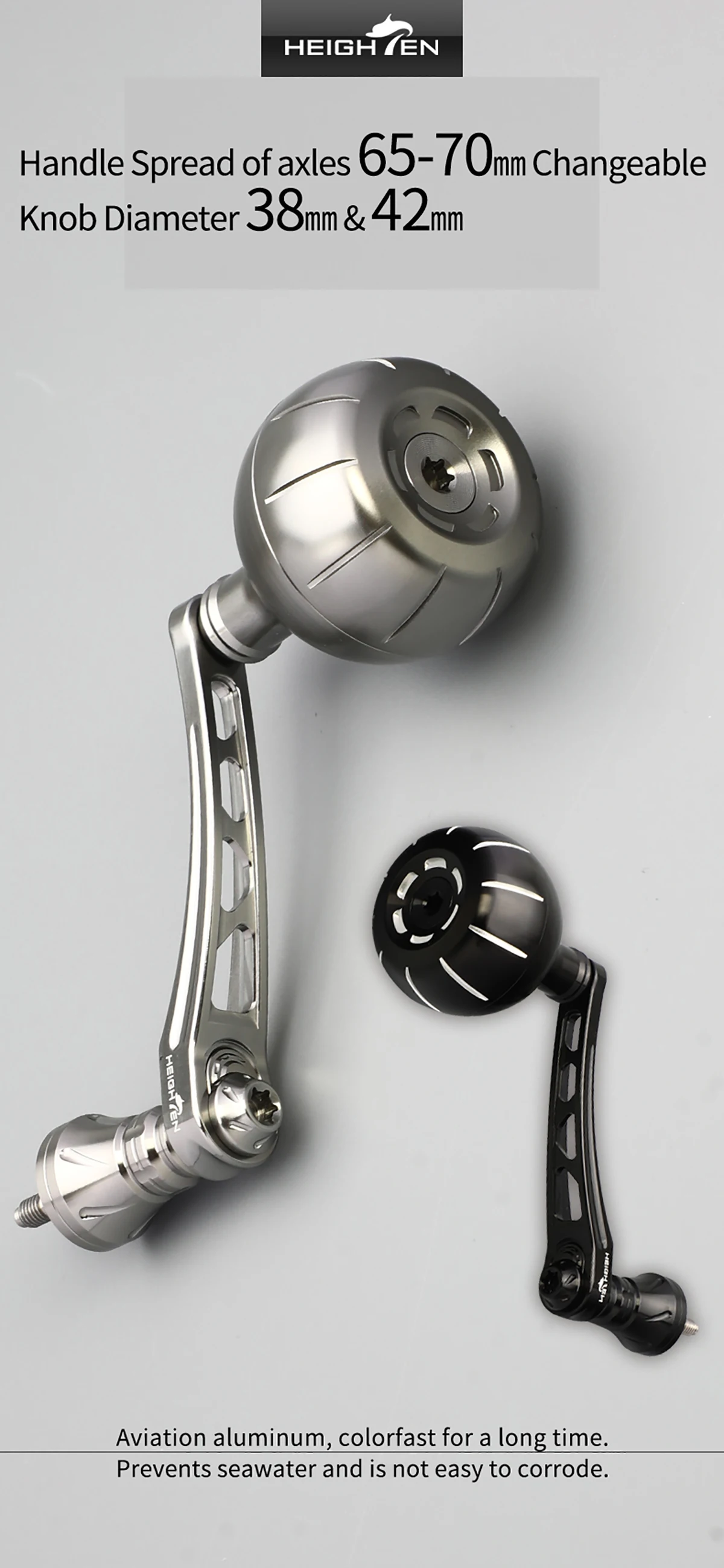 Manivela de repuesto para carrete de pesca HEIGHTEN en aluminio con brazo único de 65 mm