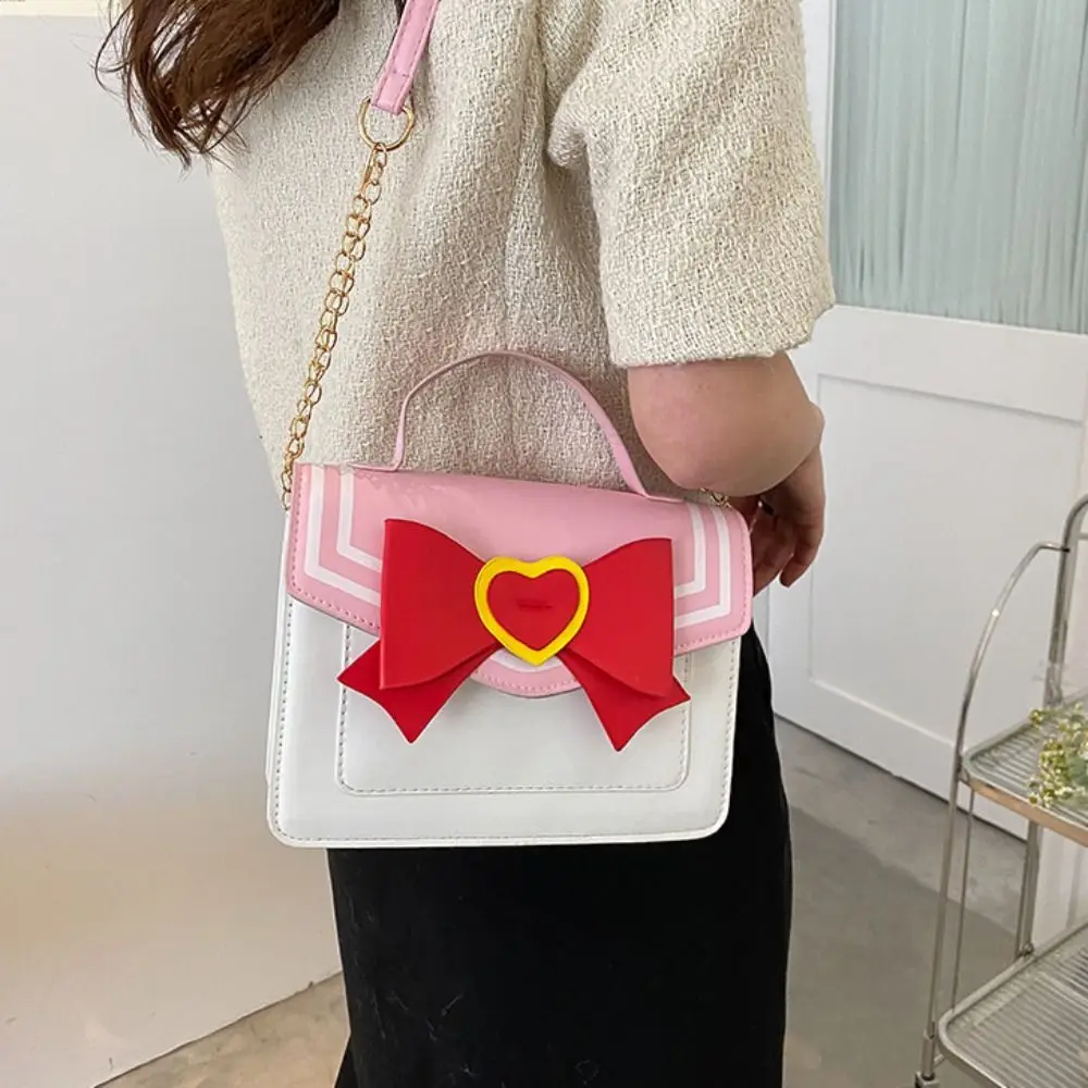 Bolso bandolera piel sintética Kawaii con cadena y lazo de hombro - imagen 5