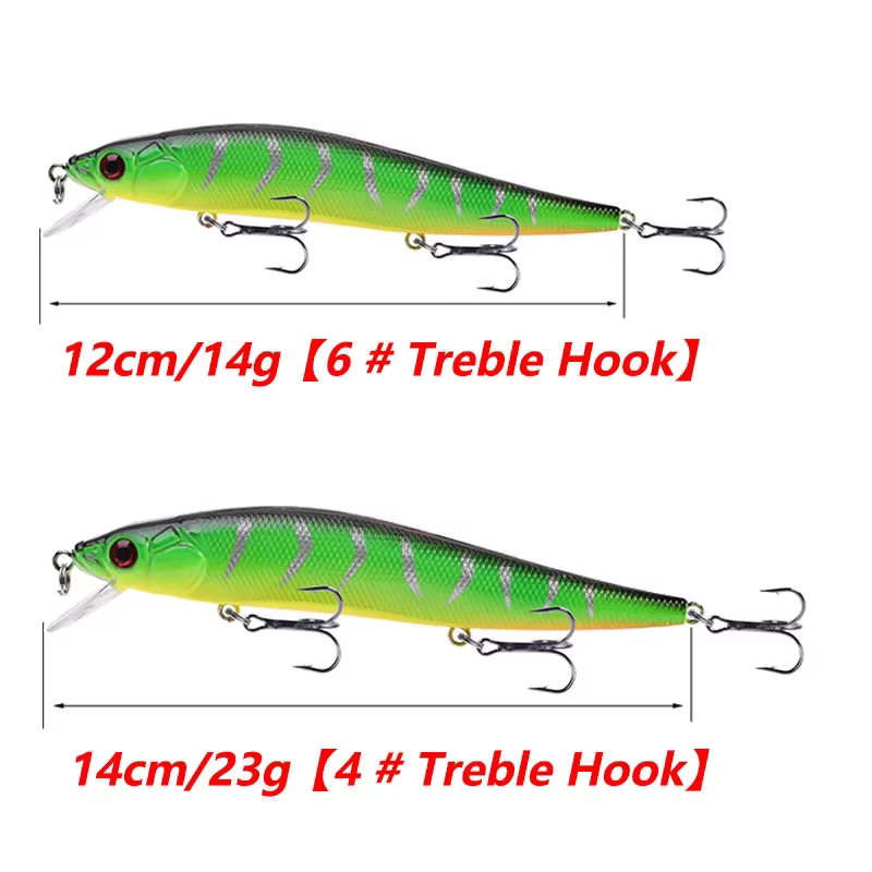 Wobbler Minnow Flotante para Lucio – Crankbait con Triple Gancho - imagen 4